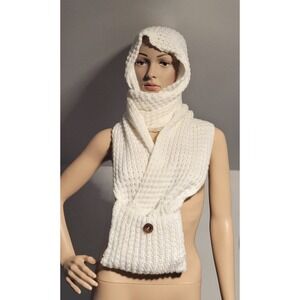 Solid Color Women Premium Winter Head Scarf with Hand Warmers  Twist Cable Knit